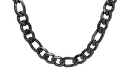 Black Figaro Men's or Ladies Chain / Necklace 12mm Stainless Steel CH19
