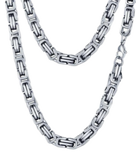 Load image into Gallery viewer, 7mm Byzantine Link Chain Unisex Necklace Stainless Steel<BR>CH42