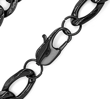 Load image into Gallery viewer, Black Figaro Men&#39;s or Ladies Chain / Necklace 12mm Stainless Steel CH43