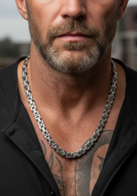 Load image into Gallery viewer, 8mm Byzantine Chain Necklace Stainless Steel CH43