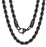 4mm Black Rope Chain Unisex Necklace Stainless Steel CH8