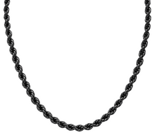 Load image into Gallery viewer, 4mm Black Rope Chain Unisex Necklace Stainless Steel CH8