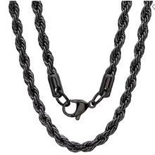 Load image into Gallery viewer, Solid 4mm Black Rope Chain / Necklace Stainless Steel (Copy)