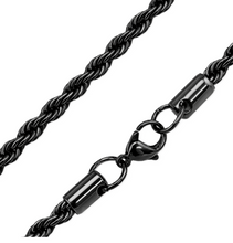 Load image into Gallery viewer, 4mm Black Rope Chain Unisex Necklace Stainless Steel CH8