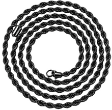 Load image into Gallery viewer, 4mm Black Rope Chain Unisex Necklace Stainless Steel CH8