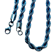Solid 4mm Blue Rope Chain / Necklace Stainless Steel CH9