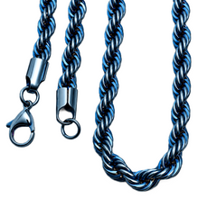 Load image into Gallery viewer, 4mm Blue Rope Chain Unisex Necklace Stainless Steel CH9