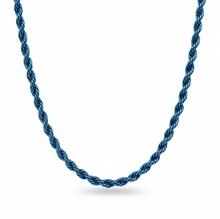 Load image into Gallery viewer, 4mm Blue Rope Chain Unisex Necklace Stainless Steel <BR>CH9