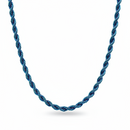 4mm Blue Rope Chain Unisex Necklace Stainless Steel CH9