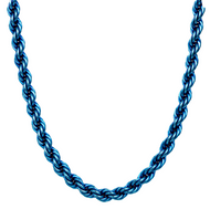 4mm Blue Rope Chain Unisex Necklace Stainless Steel CH9