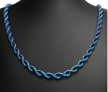 Load image into Gallery viewer, 4mm Blue Rope Chain Unisex Necklace Stainless Steel <BR>CH9