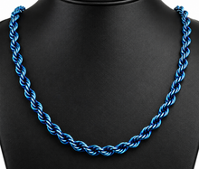 Load image into Gallery viewer, 4mm Blue Rope Chain Unisex Necklace Stainless Steel CH9