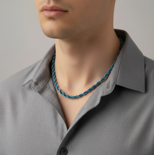 Load image into Gallery viewer, 4mm Blue Rope Chain Unisex Necklace Stainless Steel <BR>CH9