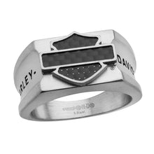 Load image into Gallery viewer, Men's Harley-Davidson® Steel &amp; Carbon Fiber B&amp;S Logo Ring HSR0009 image 1