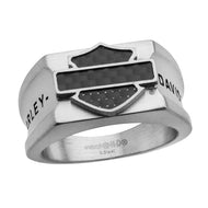 Men's Harley-Davidson® Steel & Carbon Fiber B&S Logo Ring HSR0009 image 1