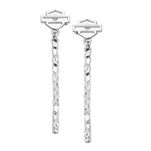 Load image into Gallery viewer, Harley-Davidson® Hammered B&amp;S Drop Post Earrings Sterling Silver  HDE0443 image 1