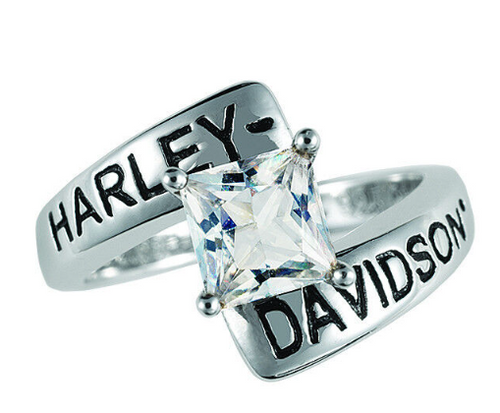 Harley-Davidson® Sterling Silver Ladies CZ Engagement Ring by the Franklin Mint