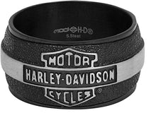 Load image into Gallery viewer, Harley-Davidson Biker Design Stainless Steel Wedding Band - Black &amp; Silver Comfort Fit Band Mod Jewelry®  Available in Sizes 10-15 HSR0048 image 2