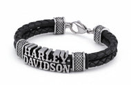 Harley Davidson® Western Style H-D Double Braided Leather Bracelet   HSB0221 image 1