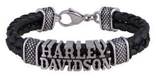 Load image into Gallery viewer, Harley Davidson® Western Style H-D Double Braided Leather Bracelet   HSB0221 image 2