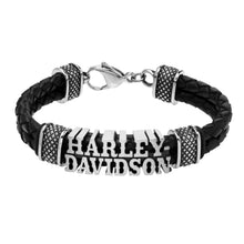 Load image into Gallery viewer, Harley Davidson® Western Style H-D Double Braided Leather Bracelet   HSB0221 image 3