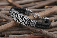 Load image into Gallery viewer, Harley Davidson® Western Style H-D Double Braided Leather Bracelet   HSB0221 image 4