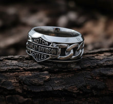 Load image into Gallery viewer, Harley-Davidson ® Inlaid Chain B&amp;S Logo Ring Stainless Steel  HSR0031 image 4