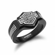 Harley-Davidson ® Black Knight Men's Signet Ring Stainless Steel Available in Sizes 9-16 HSR0055 image 1