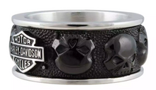 Load image into Gallery viewer, Men's Harley-Davidson® Black Willie G Skulls B&amp;S Logo Spinner Ring Stainless Steel  HSR0097 image 2