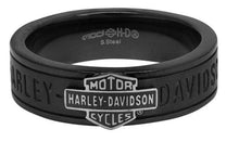 Load image into Gallery viewer, Men's Black Harley-Davidson® Comfort Fit Ring - 7mm Motorcycle Wedding Band Mod Jewelry®  Available in Sizes 8-14 HSR0050 image 1