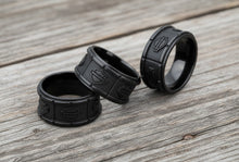 Load image into Gallery viewer, Harley-Davidson ® Men's Black Bar &amp; Shield Biker Ring - 12mm Stainless Steel Comfort Fit Wedding Band   Available in Sizes 9-14 HSR0038 image 3