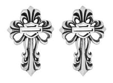 Load image into Gallery viewer, Harley-Davidson® Filigree Cross B&amp;S Logo Post Earrings Sterling Silver HDE0310 image 1