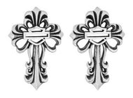 Harley-Davidson® Filigree Cross B&S Logo Post Earrings Sterling Silver HDE0310 image 1