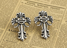 Load image into Gallery viewer, Harley-Davidson® Filigree Cross B&amp;S Logo Post Earrings Sterling Silver HDE0310 image 2