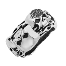 Load image into Gallery viewer, Harley-Davidson® Willie G Many Skulls B&amp;S Logo Ring Silver &amp; Black Stainless Steel HSR0019 image 2