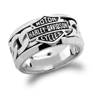 Harley-Davidson ® Inlaid Chain B&S Logo Ring Stainless Steel  HSR0031  image 1