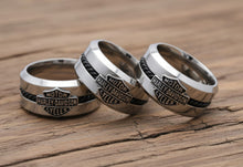 Load image into Gallery viewer, Harley-Davidson® Black Cable B&amp;S Logo 12mm Ring Men's Wedding Band Stainless Steel  HSR0032 image 3