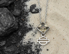Load image into Gallery viewer, Harley Davidson® Black Ice Diamond Shape Pendant Sterling Silver HDN0311 image 3