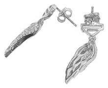 Load image into Gallery viewer, Harley-Davidson® Bling Angel Wings Bar &amp; Shield Post Dangle EarringsHDE0336 image 2