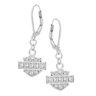 Harley-Davidson® Bling CZ Bar & Shield Logo Dangle Earrings Unisex Sterling Silver HDE0183 image 1