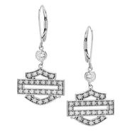 Harley-Davidson® Bling Outline Bar & Shield Dangle Earrings Sterling Silver HDE0385 image 1