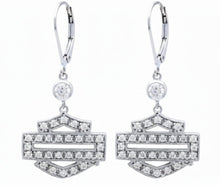 Load image into Gallery viewer, Harley-Davidson® Bling Outline Bar &amp; Shield Dangle Earrings Sterling Silver HDE0385 image 2