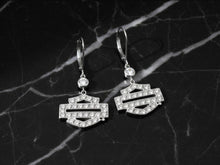 Load image into Gallery viewer, Harley-Davidson® Bling Outline Bar &amp; Shield Dangle Earrings Sterling Silver HDE0385 image 3
