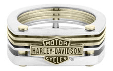Load image into Gallery viewer, Harley-Davidson® Brass &amp; Steel Layered Industrial Bar &amp; Shield Logo Ring Stainless Steel &amp; Brass  HSR0035 image 2