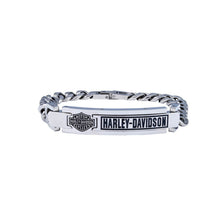 Load image into Gallery viewer, Harley Davidson® Curb Link Bar &amp; Shield Logo ID Bracelet Stainless Steel HSB0144  image 1