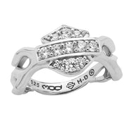 Harley-Davidson® Inferno Flames & CZ Bling B&S Logo Ladies Ring Sterling Silver HDR0358 image 1