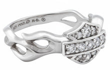 Load image into Gallery viewer, Harley-Davidson® Inferno Flames &amp; CZ Bling B&amp;S Logo Ladies Ring Sterling Silver HDR0358 image 3