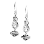 Harley-Davidson® Filigree Bling Bar & Shield Drop Earrings Sterling Silver HDE0464 image 1