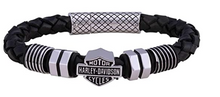 Load image into Gallery viewer, Men's Harley Davidson ® Nuts &amp; Bolts B&amp;S Logo Braided Leather Bracelet Stainless Steel  HSB0220 image 1