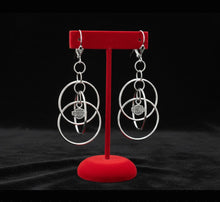 Load image into Gallery viewer, Harley-Davidson® Multi-Hoop Bar &amp; Shield Dangle Earrings Ladies Sterling Silver  HDE0055 image 2